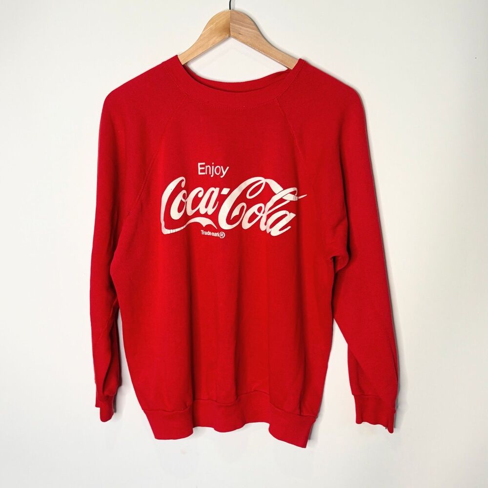 Vintage Sweatshirt Enjoy Coca-Cola Crew Neck Thinned Pullover Red Adult XL